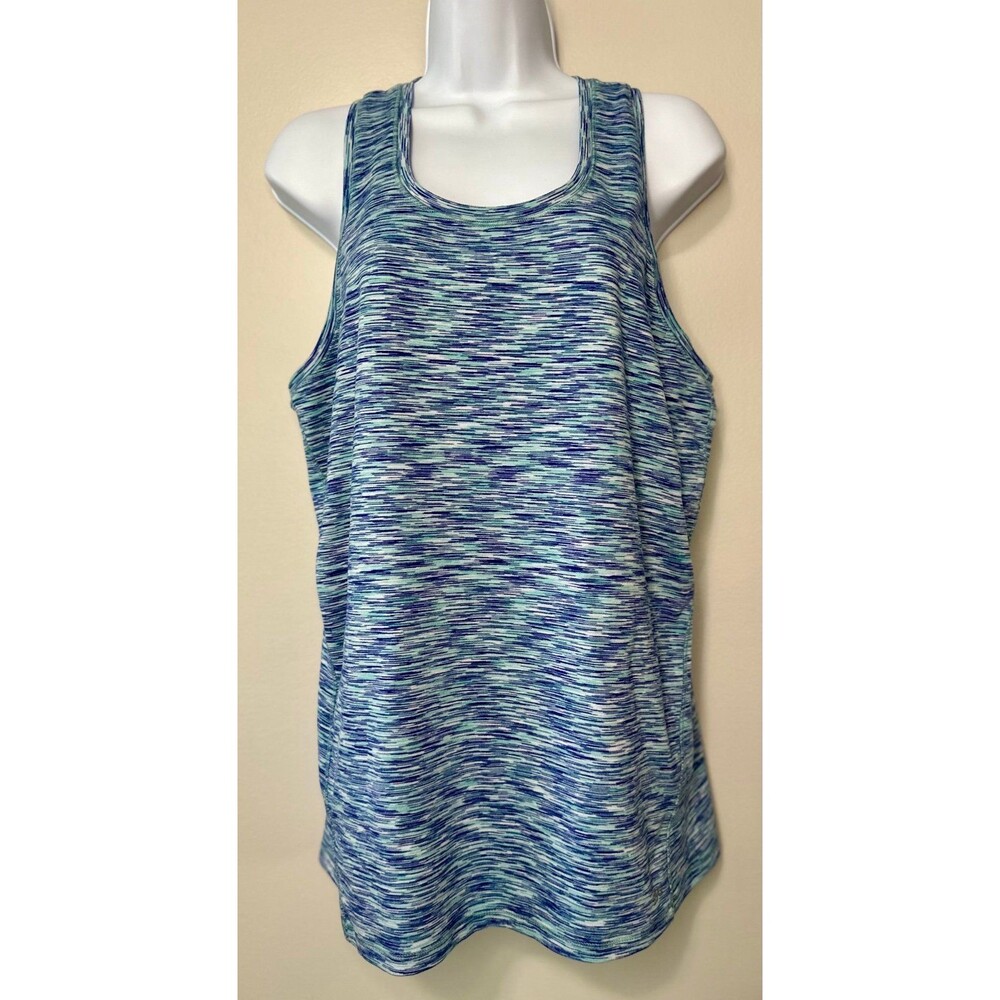 DSG Womens Blue Scoop Neck Racerback Space Dye Stretch Performance Tank Top XL